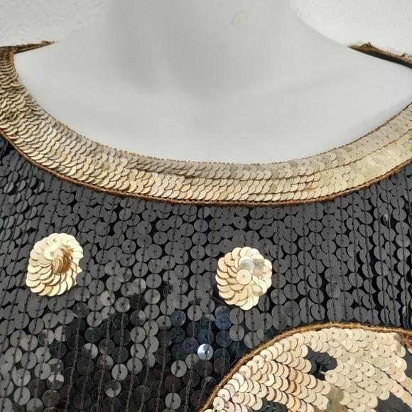 RARE vintage 80s Sequin dress 100% silk - Picture 5 of 11